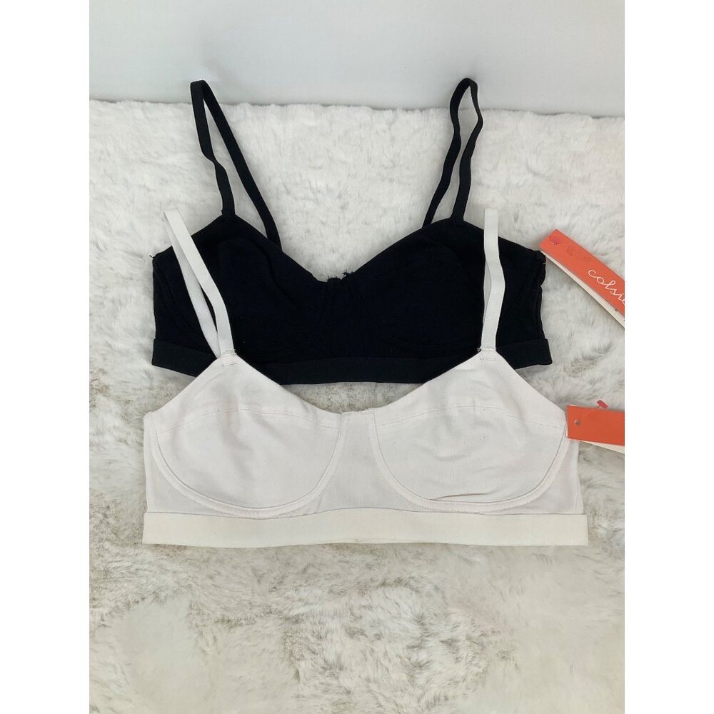 Colsie 2 Bralette Black & Off-white, Mesh back size Small, NEW Soft & Supportive